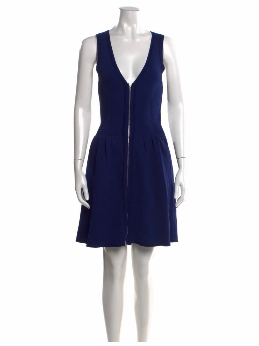 Sandro Paris Sleeveless Navy Blue Zip-Front Mini Dress